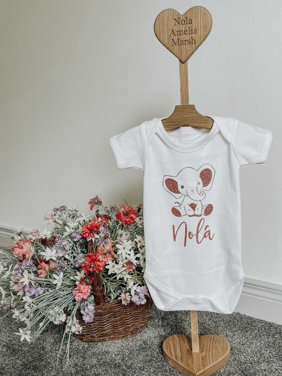 Rose Gold Elephant Baby Bodysuit