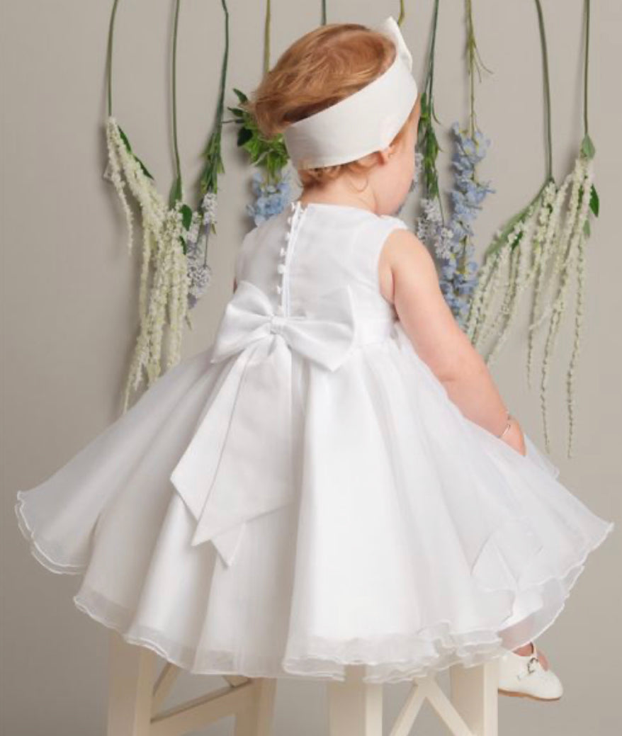 “Elise” Baby Dress - White / Ivory / Baby Pink