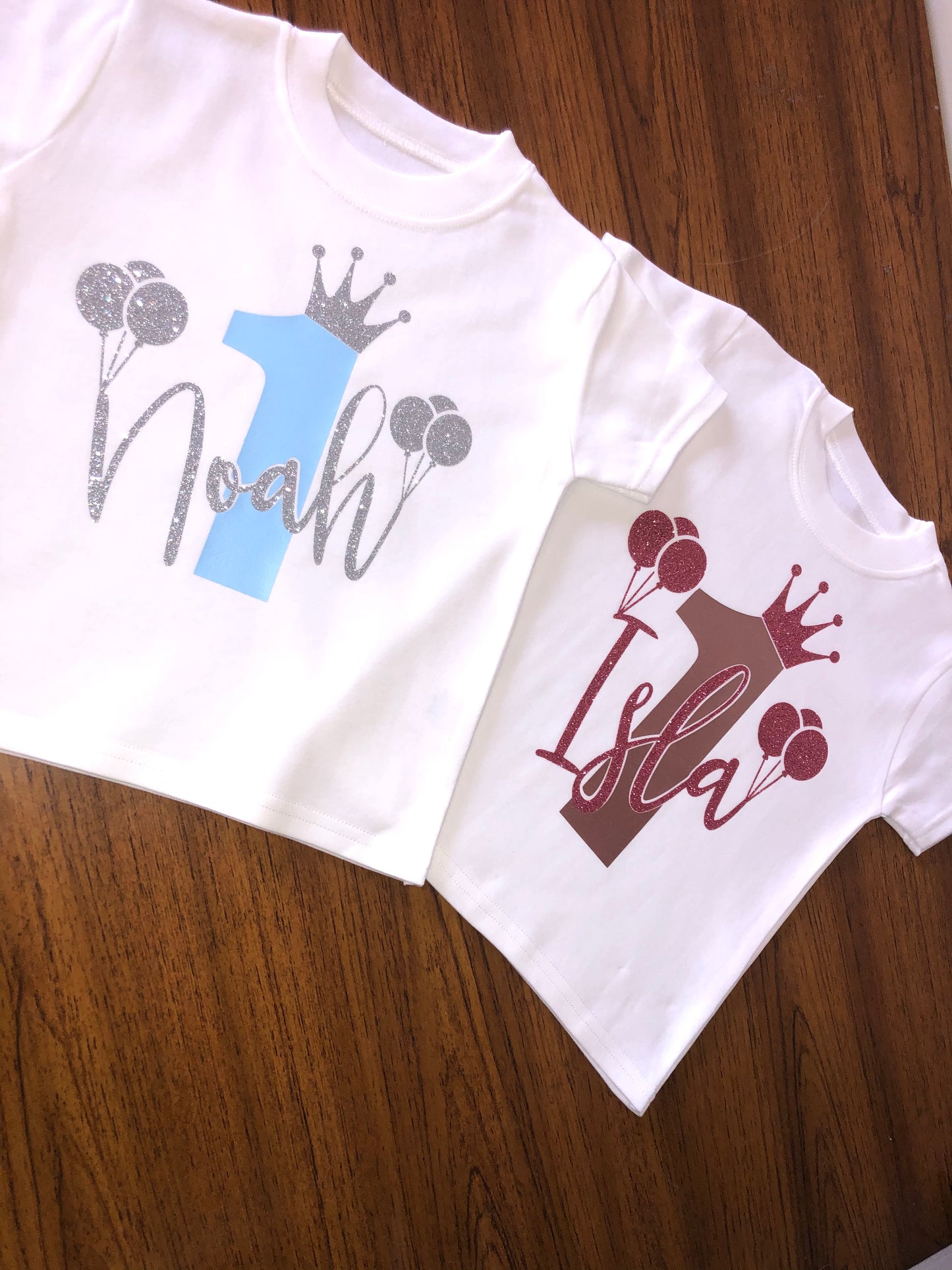 Birthday Tshirt with Name and Balloons - CHOOSE YOUR PRINT COLOURS