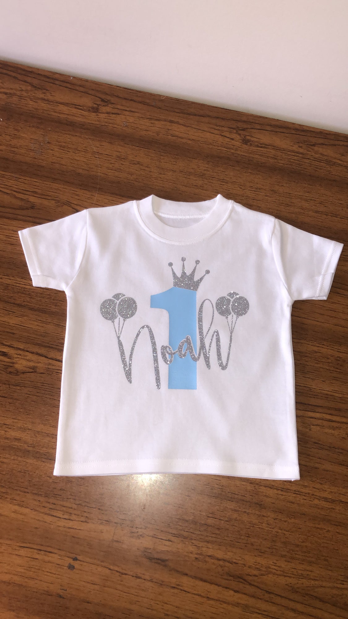 Birthday Tshirt with Name and Balloons - CHOOSE YOUR PRINT COLOURS