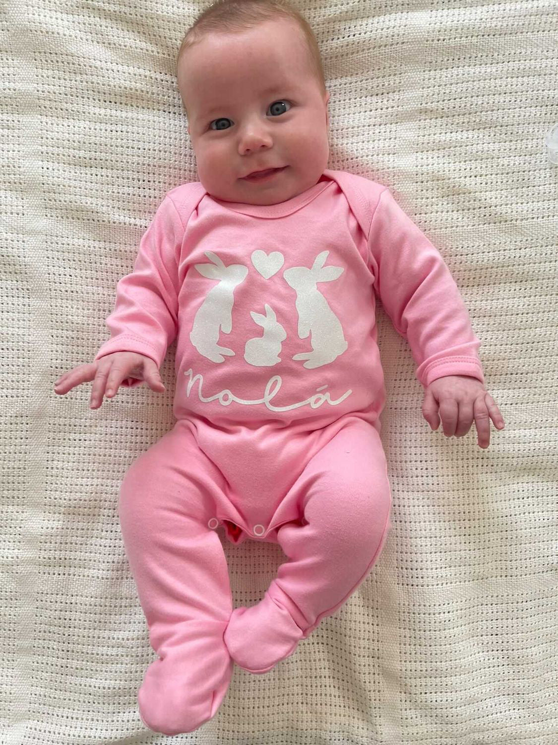 Pink Bunny Baby Sleepsuit