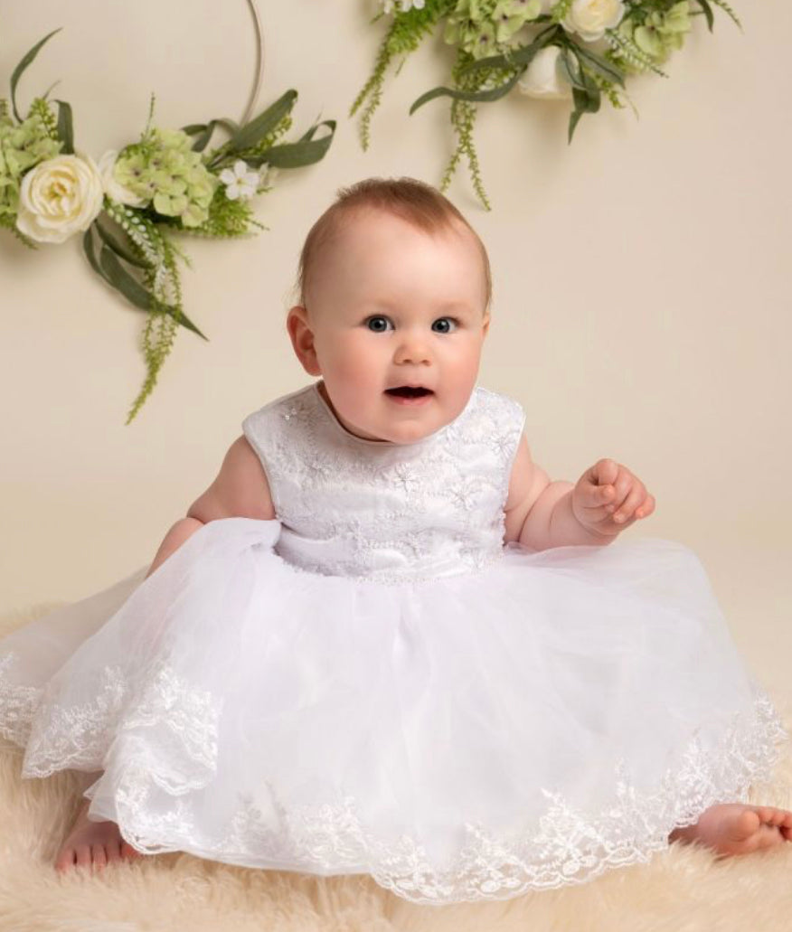 “Khloe” Baby Dress - White / Ivory / Blush