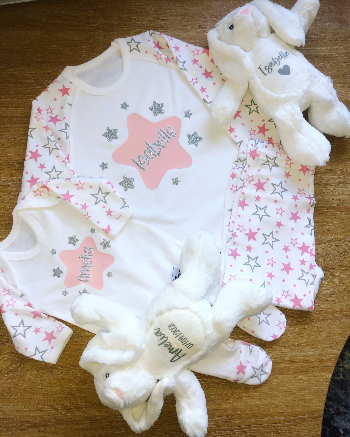 Pink Star Baby Sleepsuit