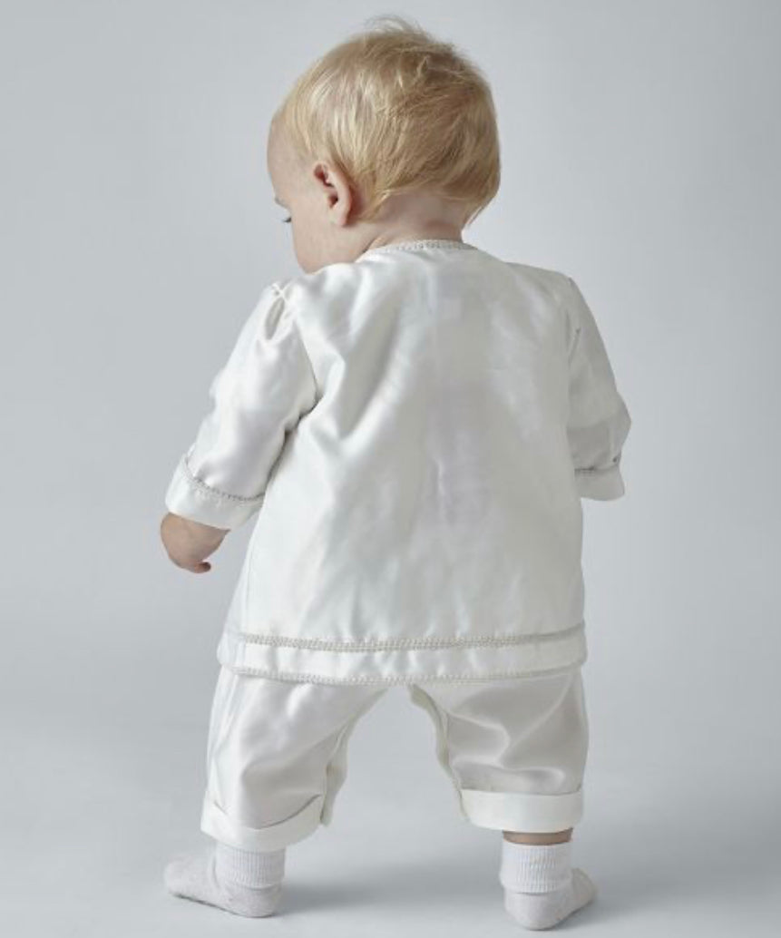 “Peter” Christening Suit - White / Ivory