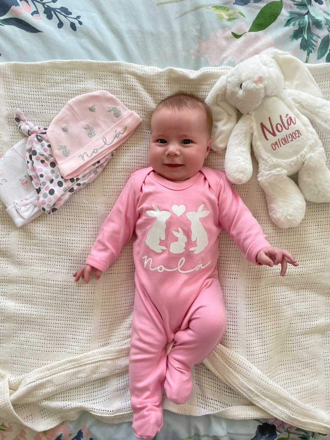 Pink Bunny Baby Sleepsuit