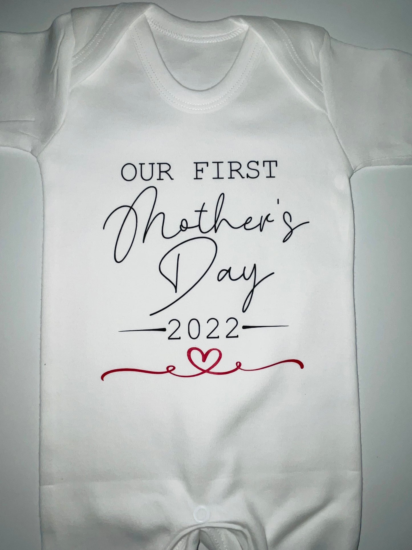Our First Mothers Day Sleepsuit - Black & Red Design