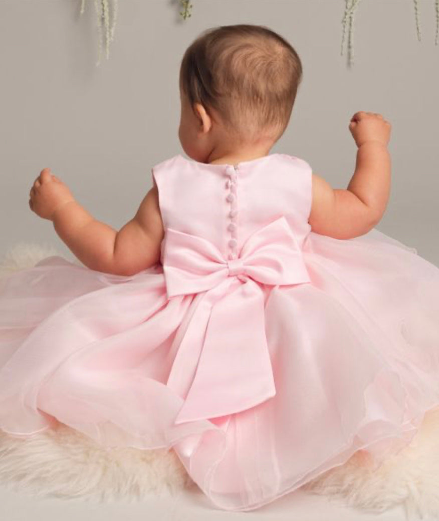 “Elise” Baby Dress - White / Ivory / Baby Pink