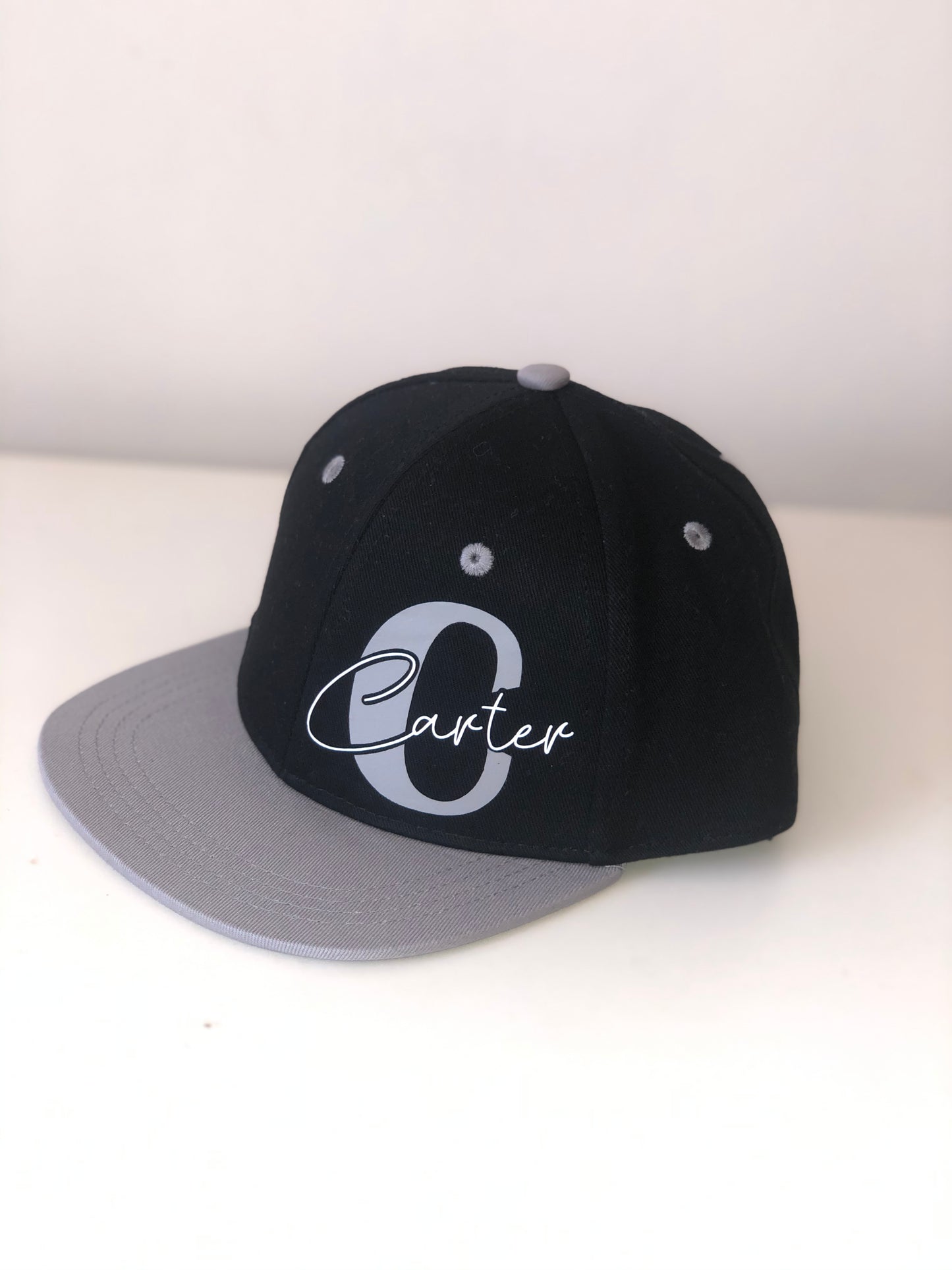 Black / Grey Children’s SnapBack with Name and Initial Design