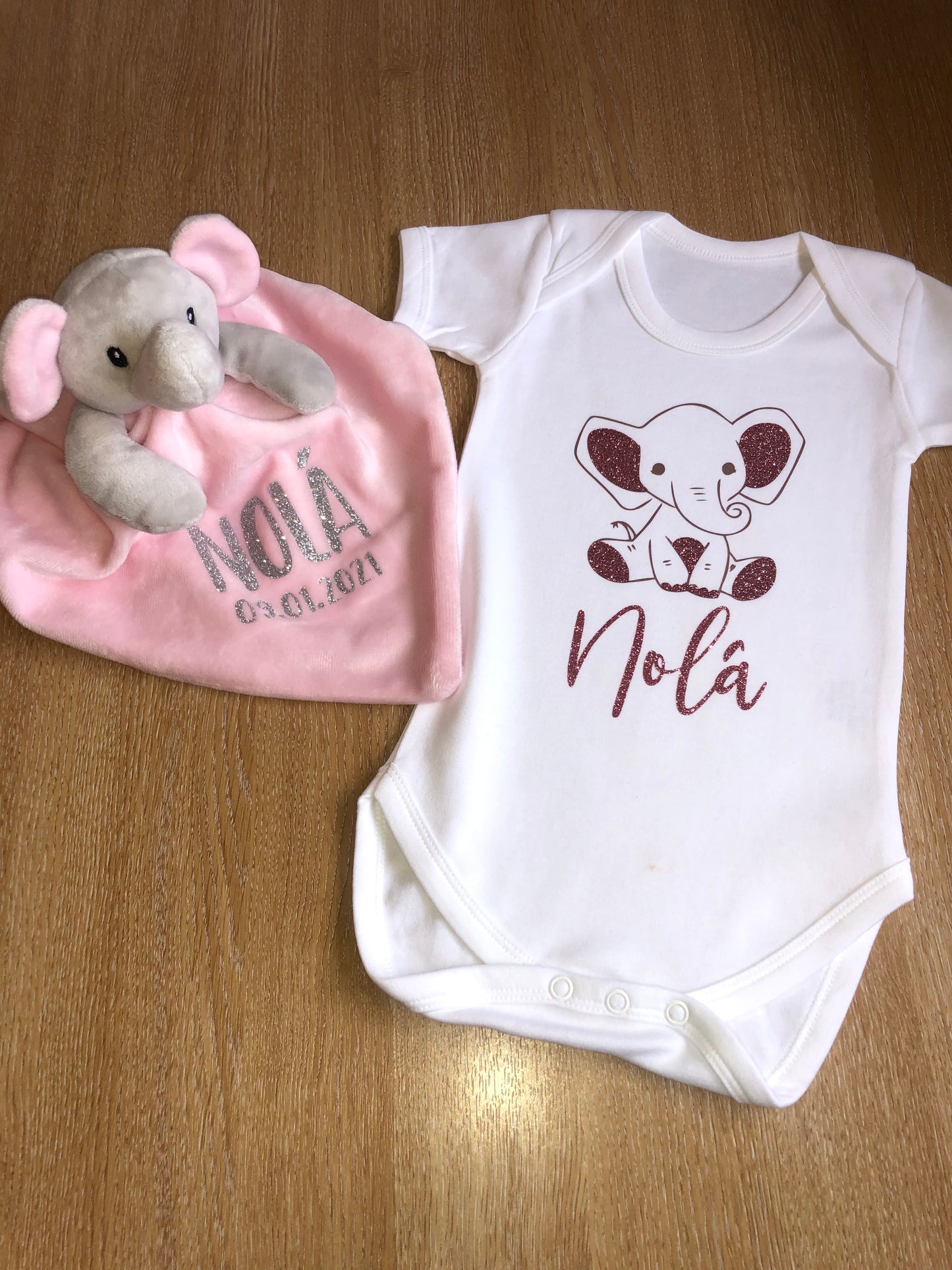 Rose Gold Elephant Baby Bodysuit