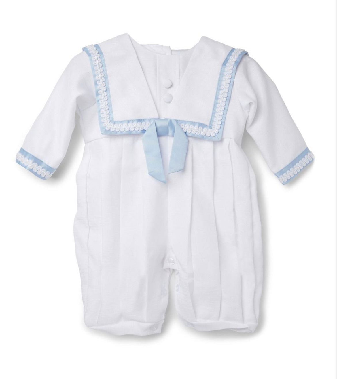 “William” Christening Suit - White with Blue