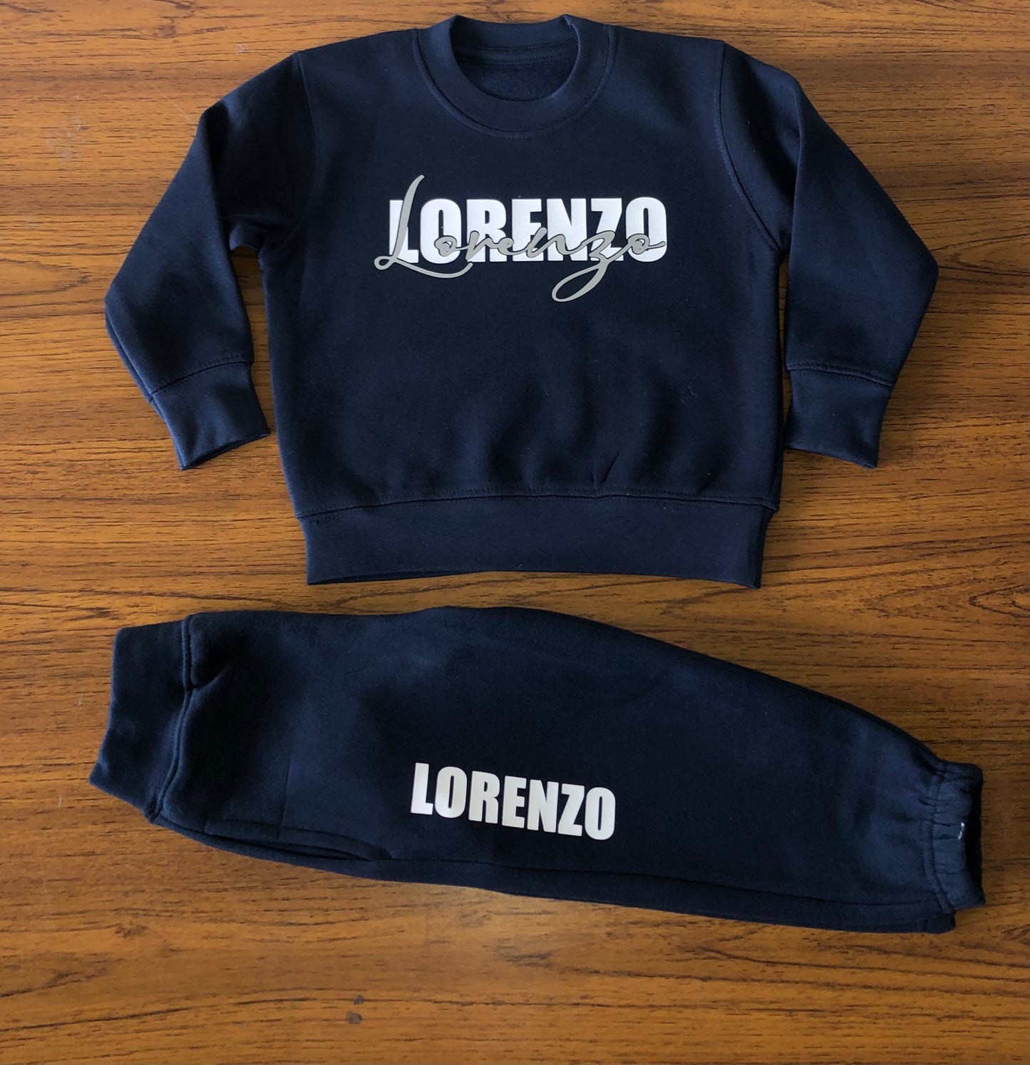 Navy Sweatshirt and Joggers with Double Name Design