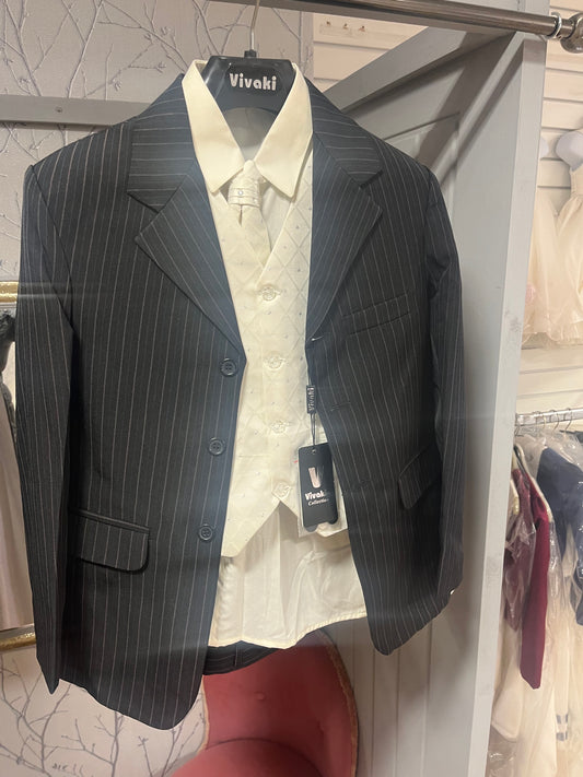 Black stripe suit with cream - 10-11 Years