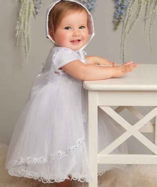 Christening Gown with Flower Band, Jacket & Hat
